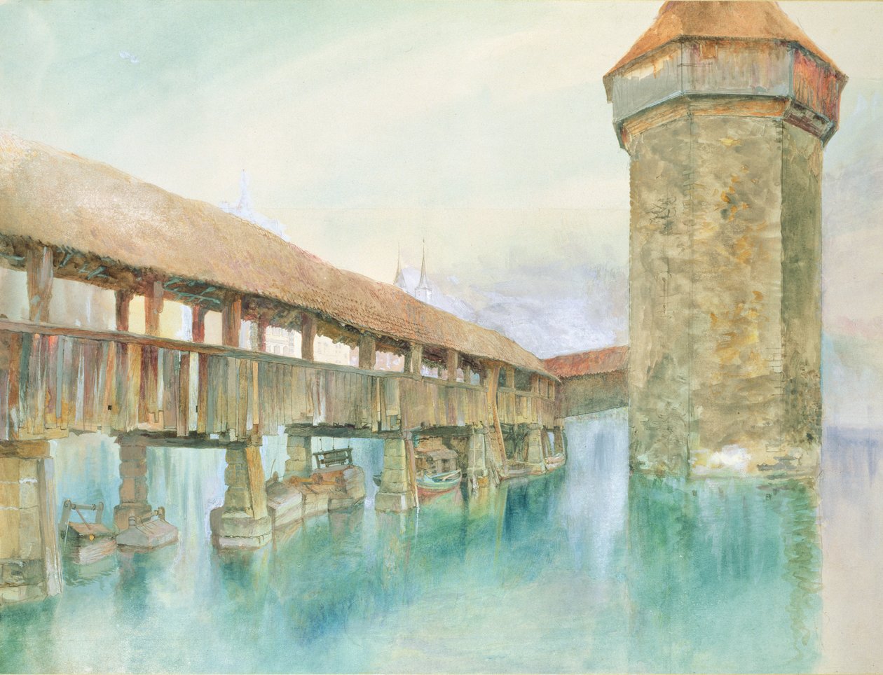 Kapellbrucke, Lucerna, XIX w. autorstwa John Ruskin