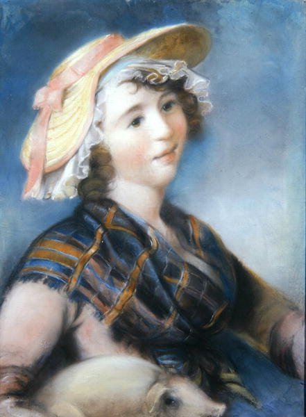 Dziewczyna ze świnią (pastel) autorstwa John Russell