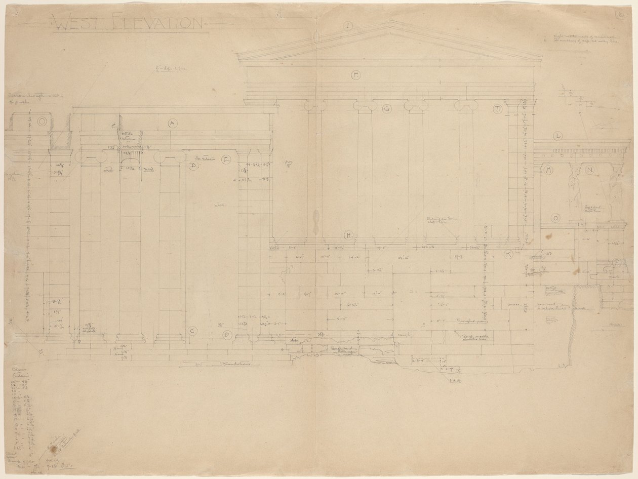 Erectheum, Elewacja Zachodnia [lewa połowa] autorstwa John Russell Pope