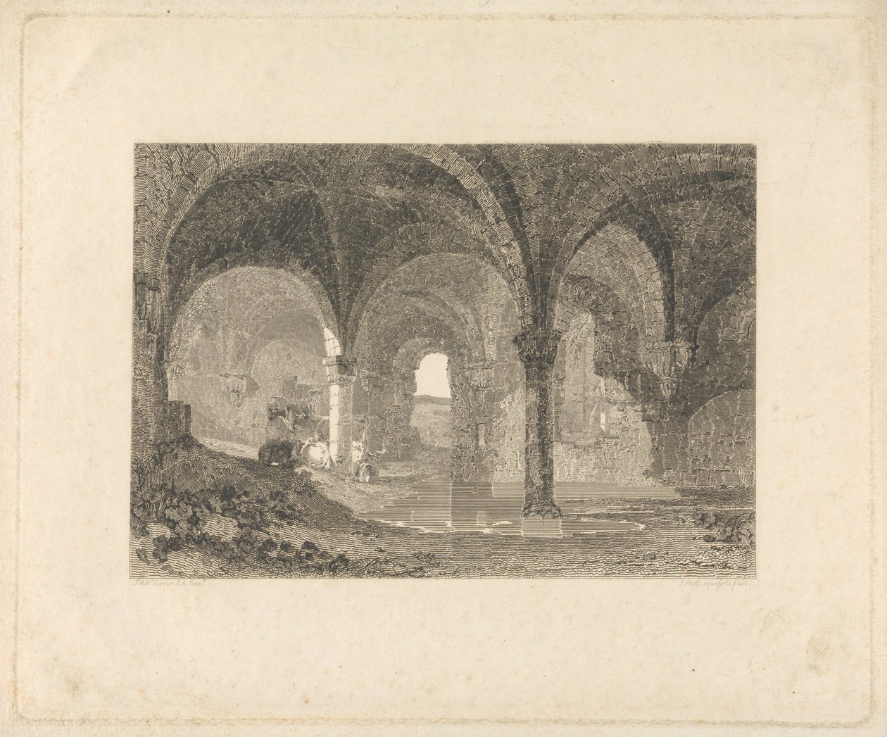 Krypta w opactwie Kirkstall, Yorkshire autorstwa John Scott