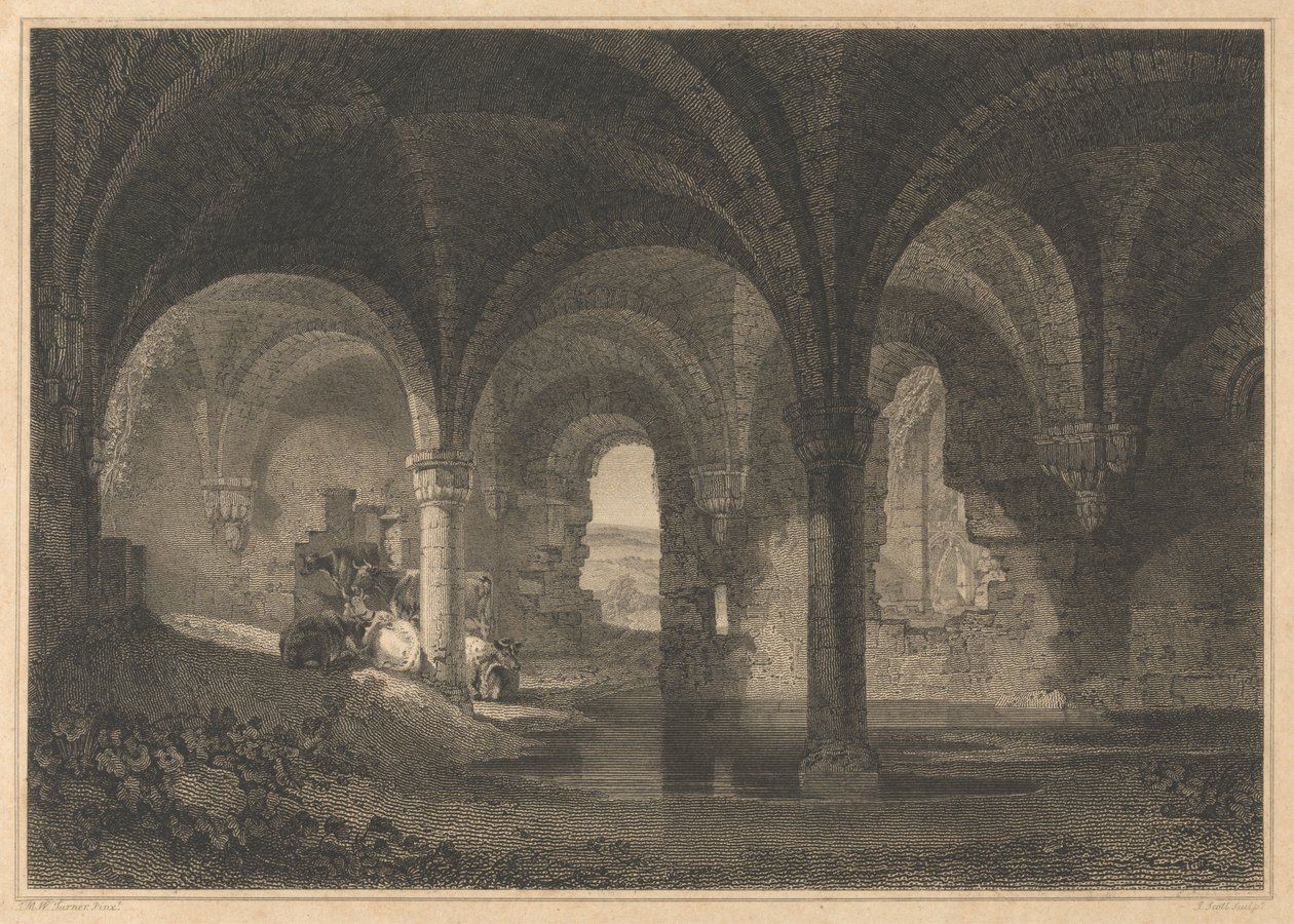 Krypta w opactwie Kirkstall, Yorkshire autorstwa John Scott