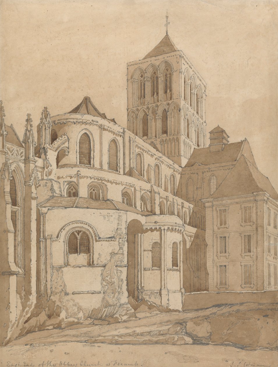 Kościół opactwa w Fecamp w Normandii autorstwa John Sell Cotman