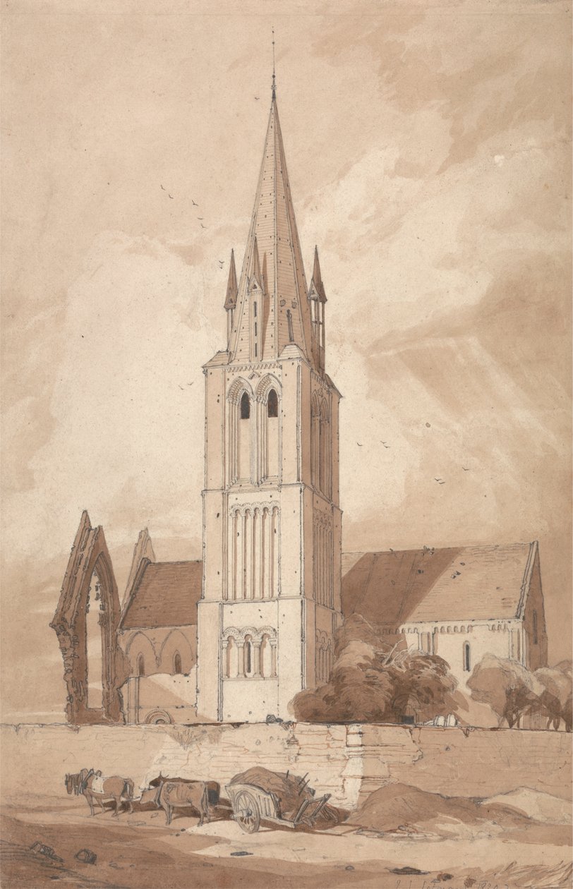 Kościół Douvres, Normandia autorstwa John Sell Cotman