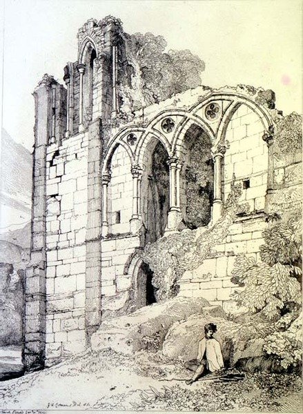 Easeby Abbey, Yorkshire, c.1811 (akwaforta) autorstwa John Sell Cotman
