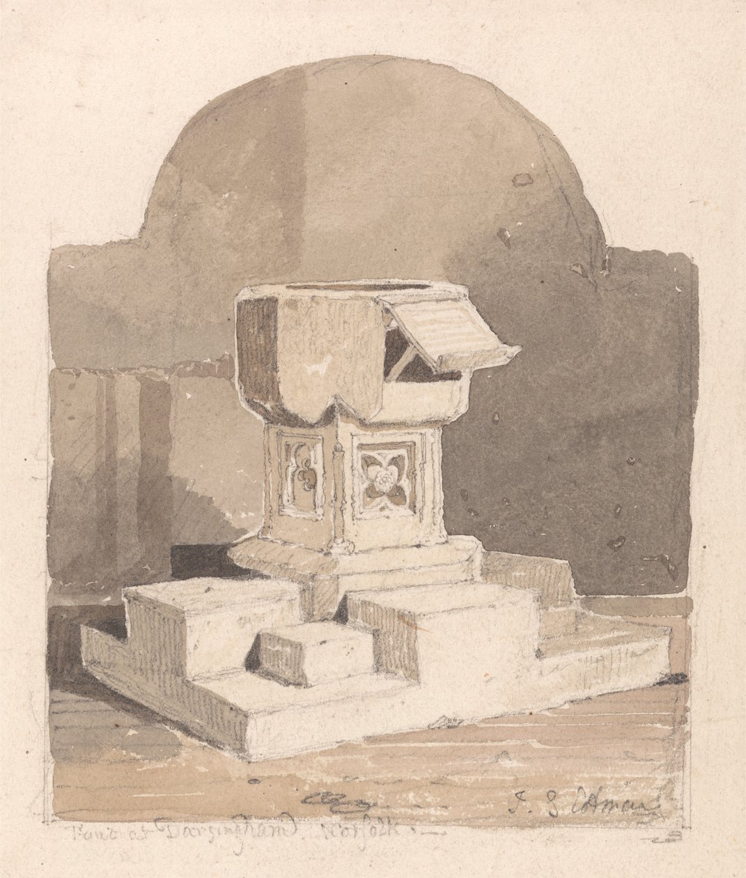 Czcionka w kościele Dersingham w Norfolk autorstwa John Sell Cotman