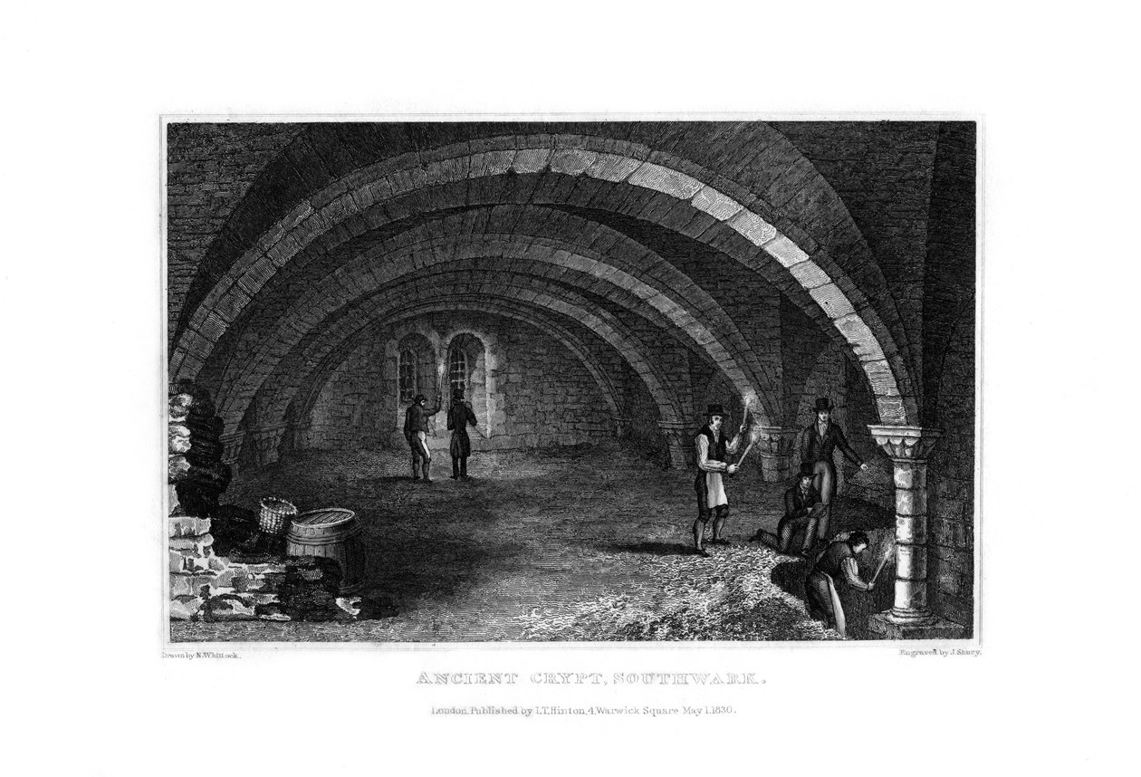 Starożytna krypta, Southwark, 1830. autorstwa John Shury