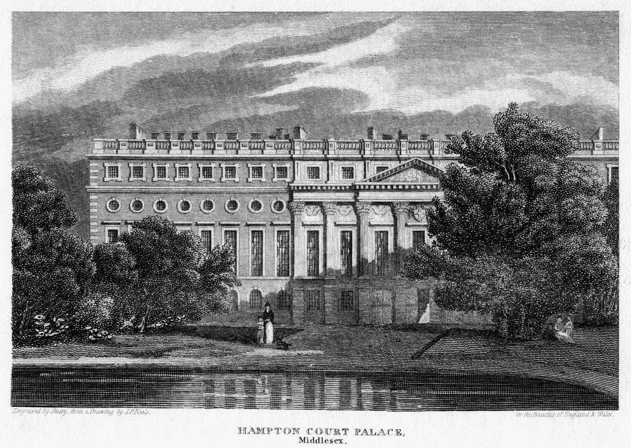 Pałac Hampton Court, Londyn, 1814. autorstwa John Shury