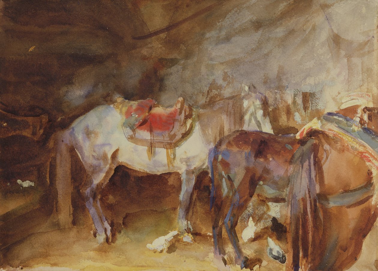 Stajnia arabska, ok. 1905-06 (wc na papierze) autorstwa John Singer Sargent
