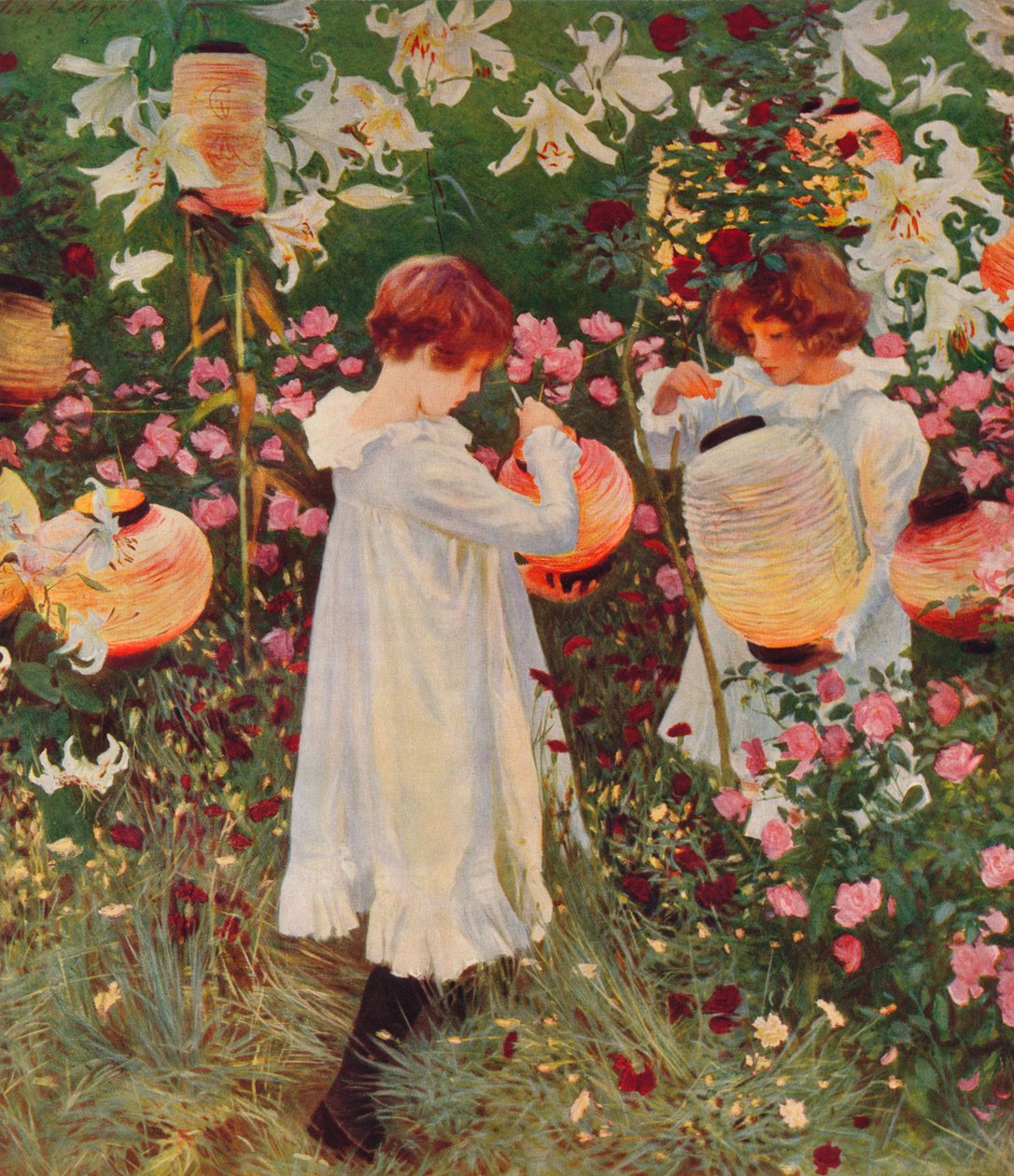 Goździk, lilia, lilia, róża, 1885-86, 1938 autorstwa John Singer Sargent