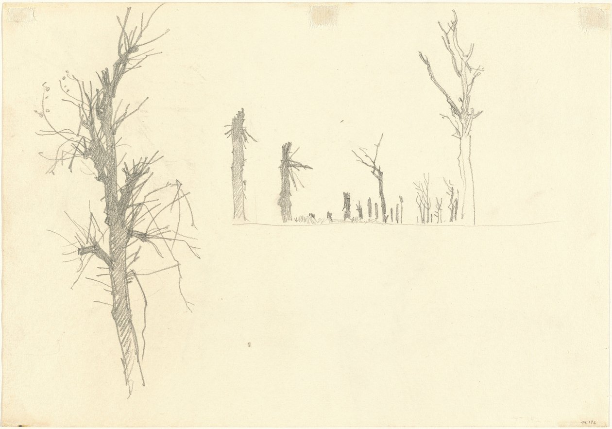 Zniszczone drzewa [verso] autorstwa John Singer Sargent