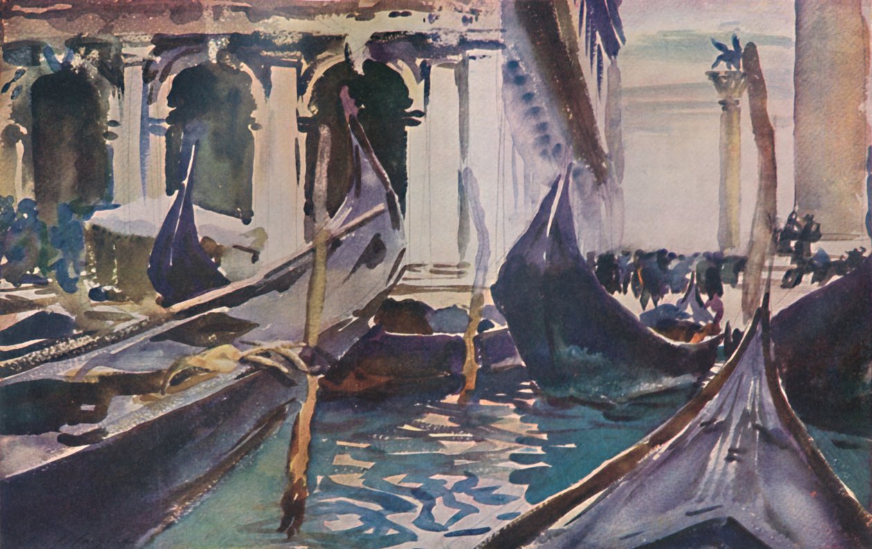 Gondole nad Piazzetta, ok. 1904, 1925. autorstwa John Singer Sargent
