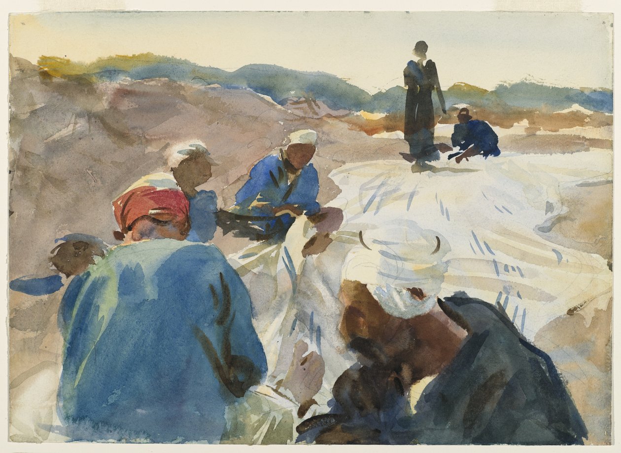 Reperowanie żagla (wc na papierze) autorstwa John Singer Sargent