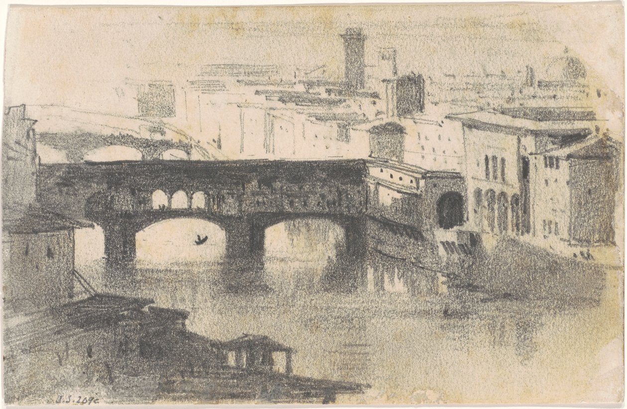 Ponte Vecchio, Florencja [recto], 1870-1872. autorstwa John Singer Sargent