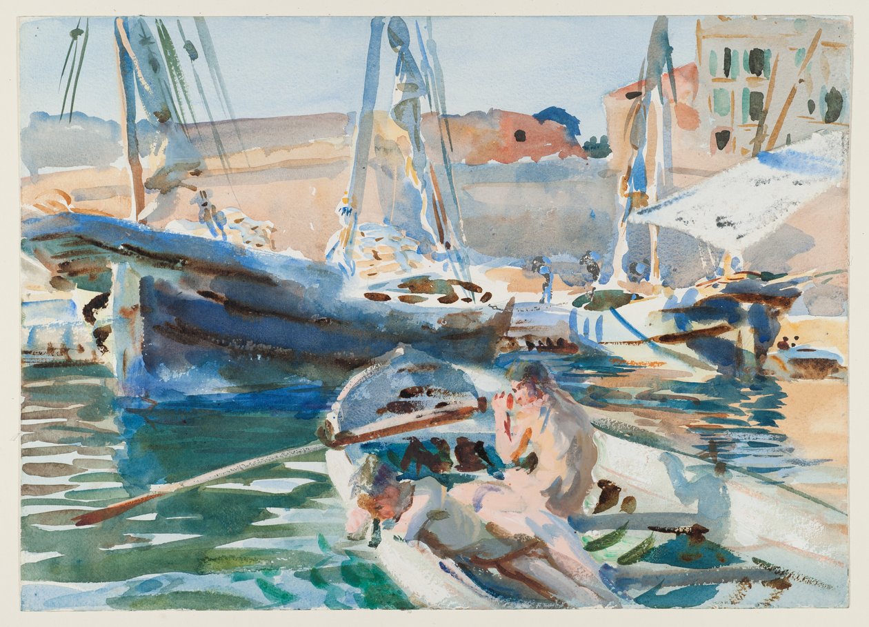 Rozładunek gipsu, ok. 1905 (wc na papierze) autorstwa John Singer Sargent