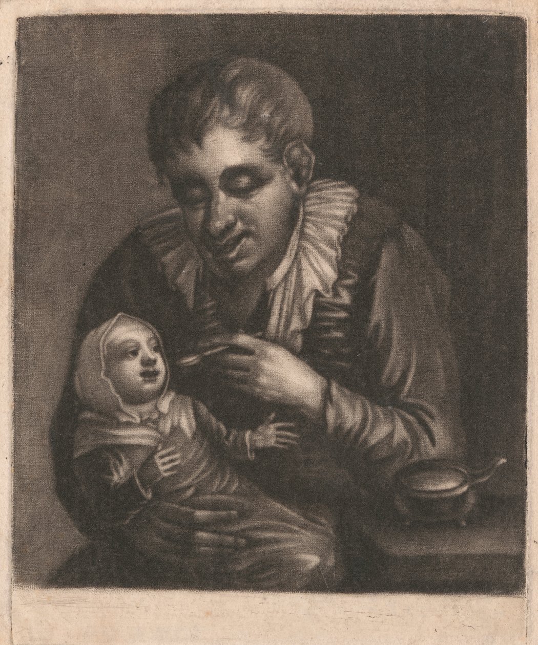 Mężczyzna karmi dziecko autorstwa John Smith
