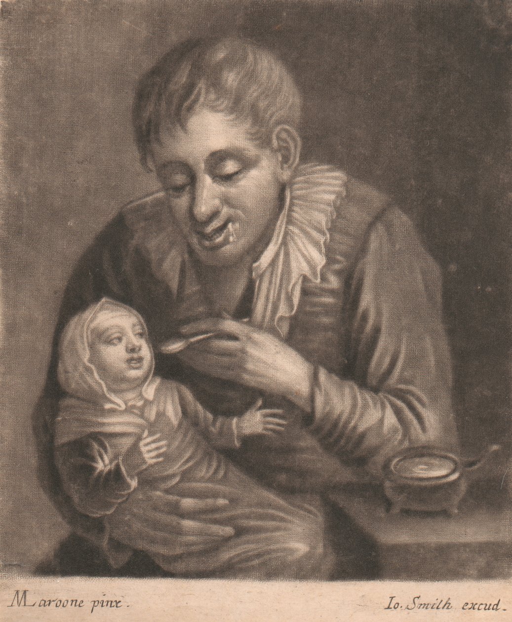 Mężczyzna karmi dziecko autorstwa John Smith