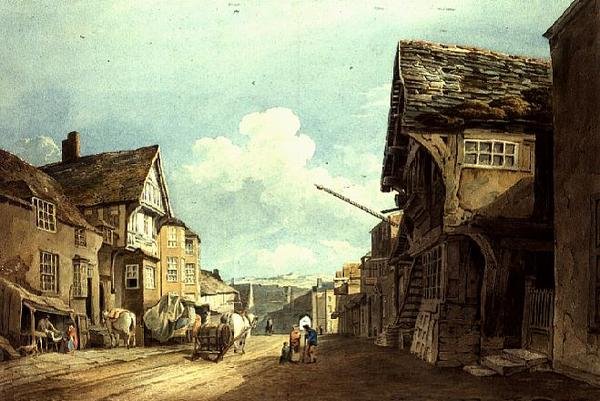 Patrząc w dół High Street, Conway autorstwa John Varley