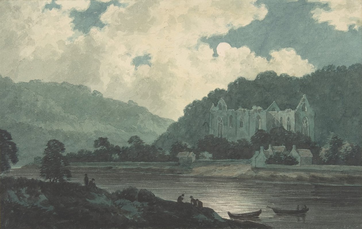Opactwo Tintern przy Moonlight, ca. 1789. autorstwa John Warwick Smith
