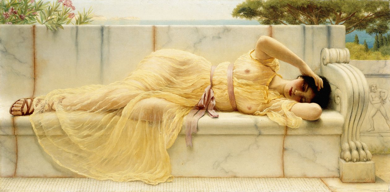 Dziewczyna w żółtej draperii, 1901 autorstwa John William Godward