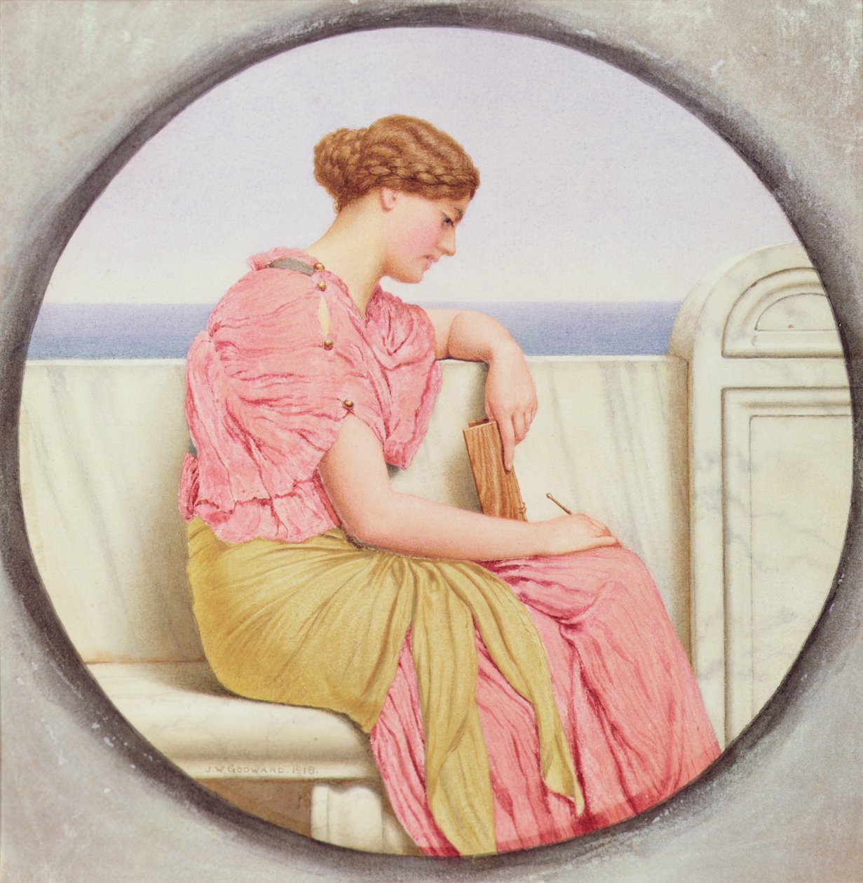 Refleksje, 1918 (wc na papierze) autorstwa John William Godward