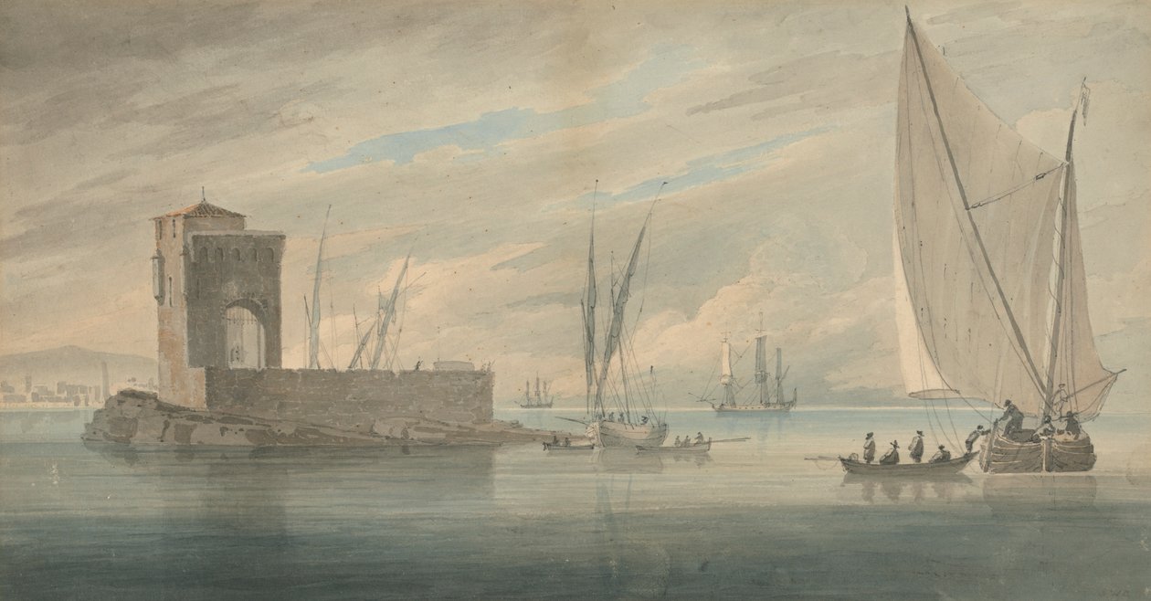 Сцена на итальянском побережье с островом Shippingpolish autorstwa John Wilson Carmichael