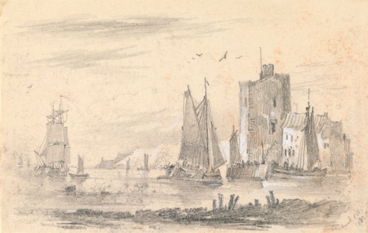 Scena portowa autorstwa John Wilson Ewbank