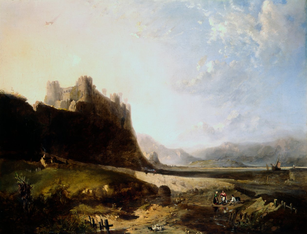„Zamek Harlech”, XIX wiek. autorstwa John Wright Oakes