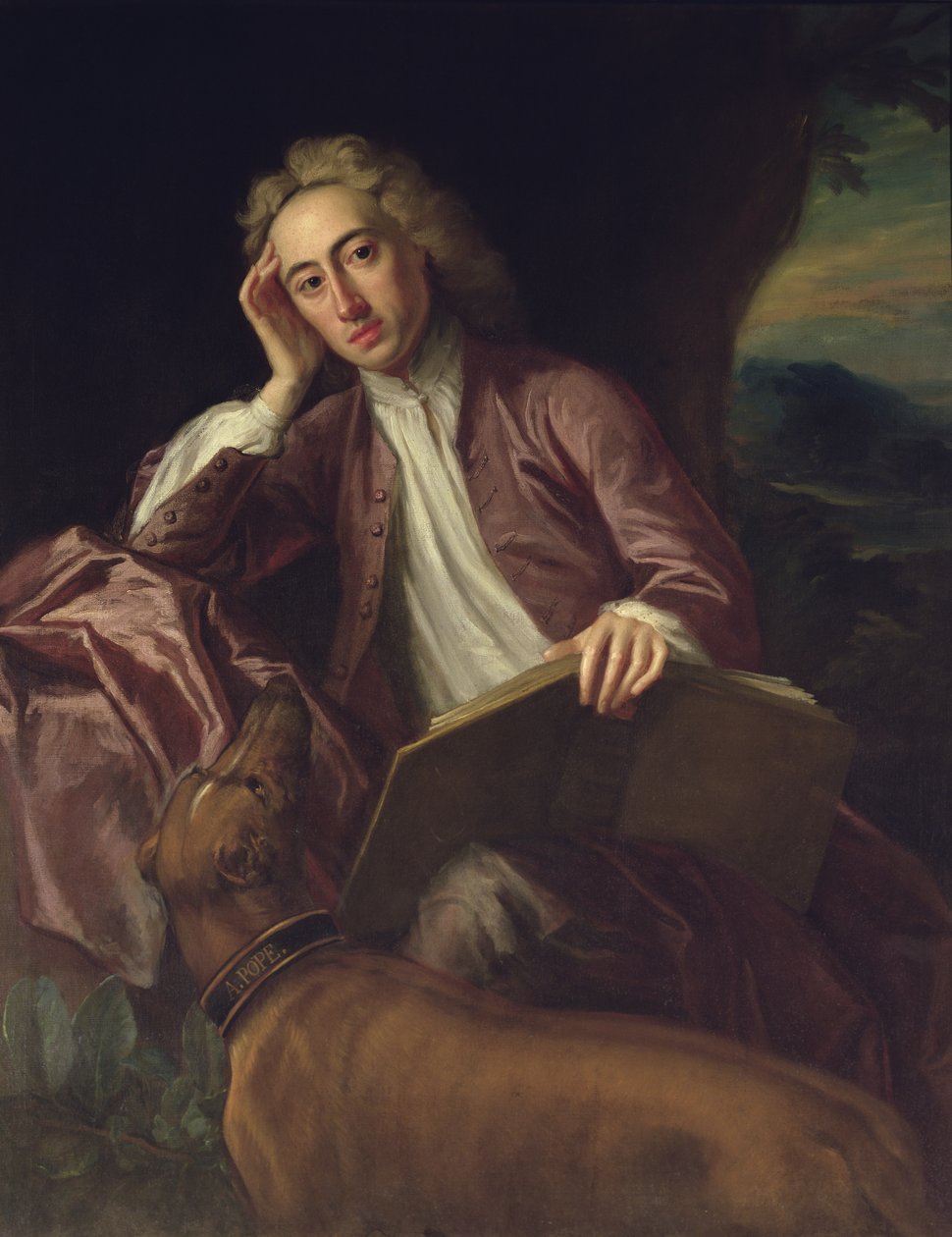 Alexander Pope i jego pies, Bounce, ok. 1718 r. autorstwa Jonathan Richardson