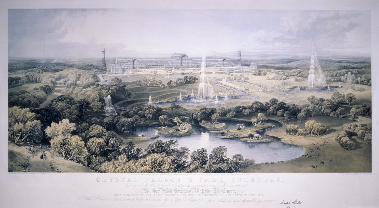 Crystal Palace, Sydenham, Londyn, 1854 autorstwa Jonathan Needham
