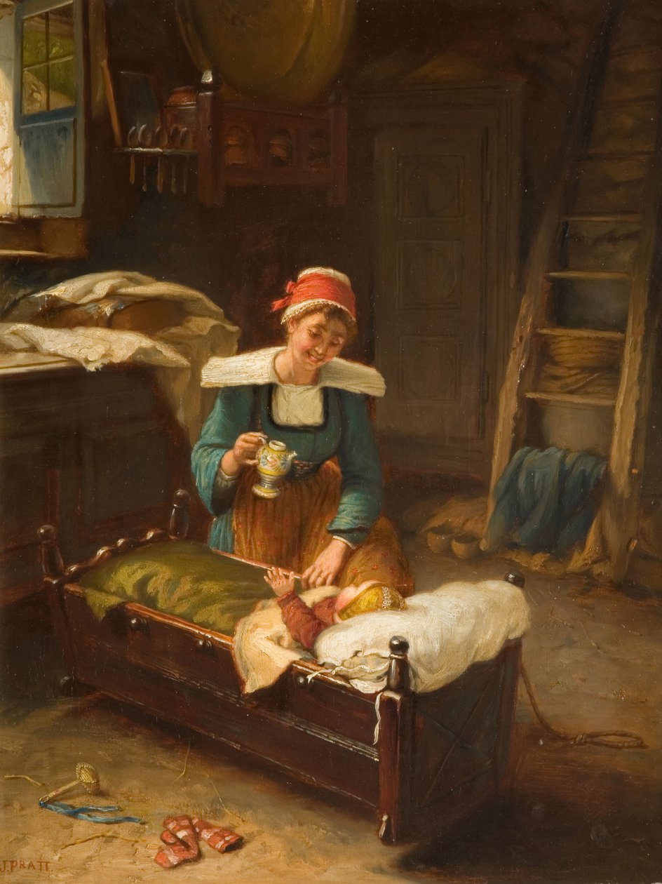 Wnętrze z matką i dzieckiem, 1911. autorstwa Jonathon Pratt