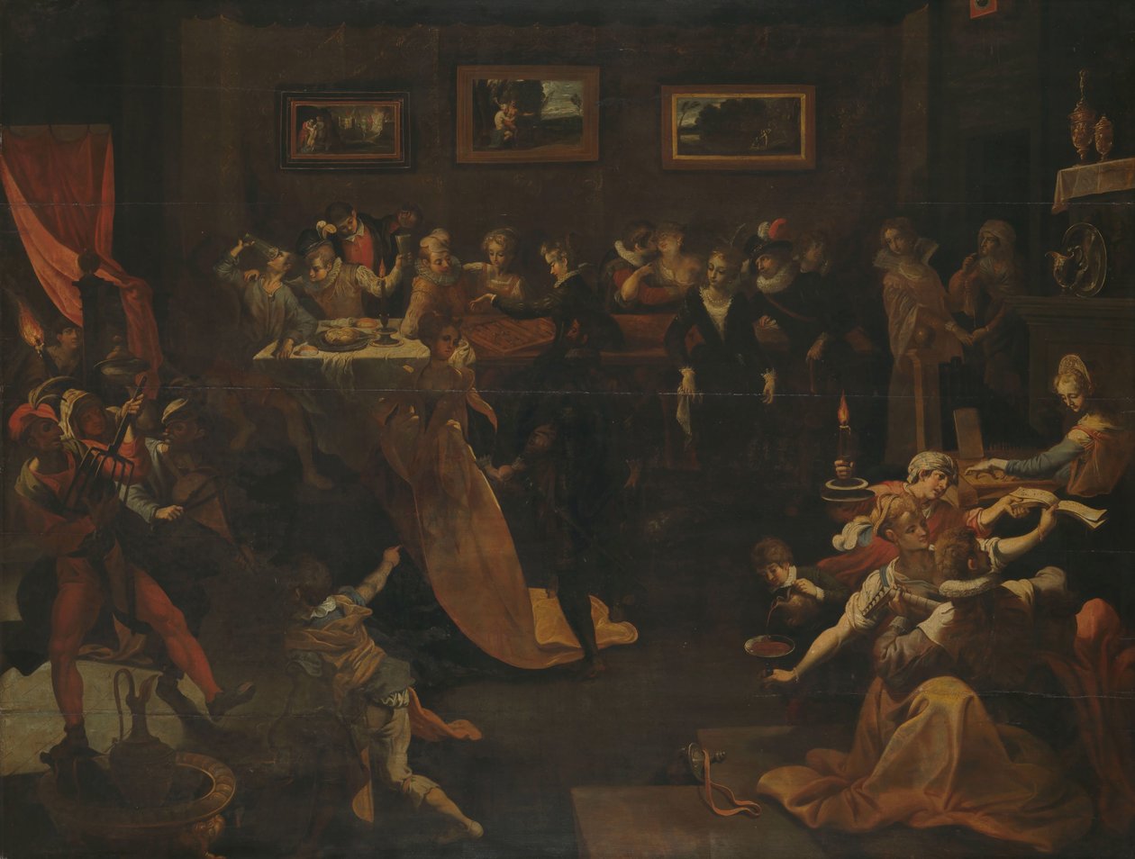 Nocny Bankiet i Maskarada autorstwa Joos van Winghe (copy after)
