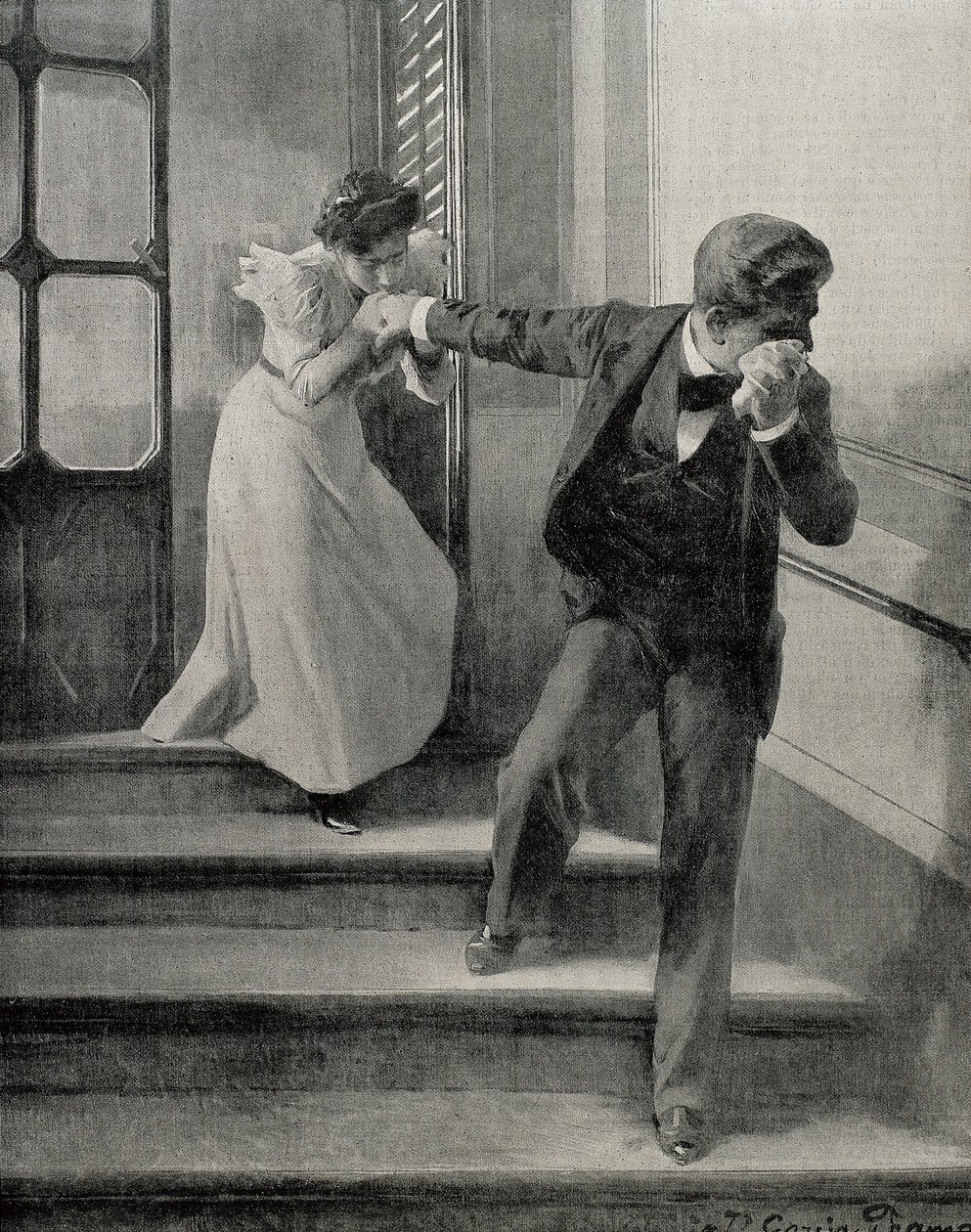 Smutne pożegnanie. 1900 (rysunek) autorstwa José García Ramos