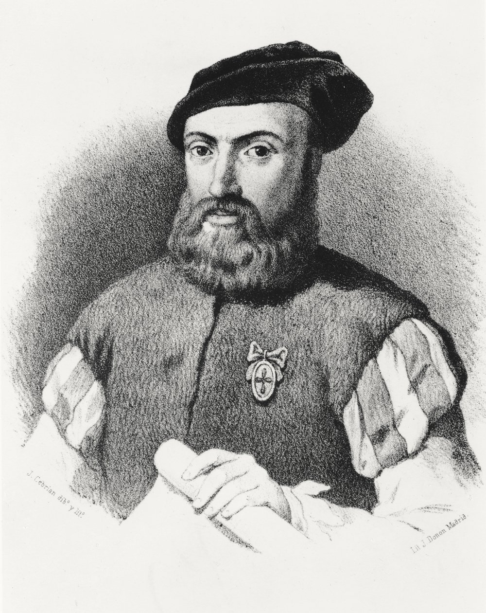 Ferdynand Magellan (ok. 1480-1521) (litografia) autorstwa Jose Cebrian Garcia