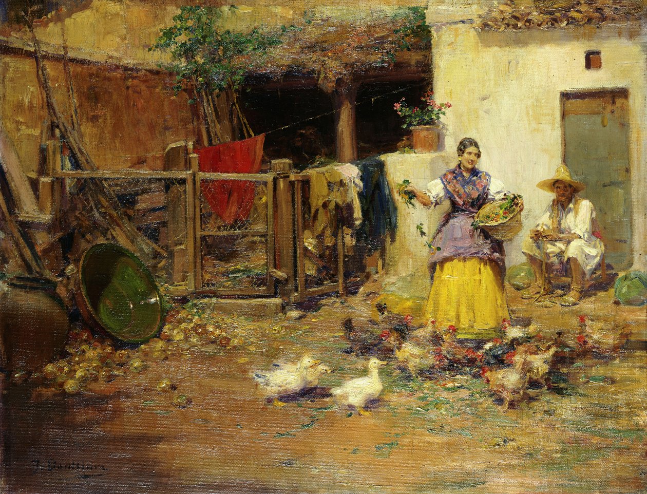 Karmienie Kurcząt autorstwa Jose Benlliure y Gil