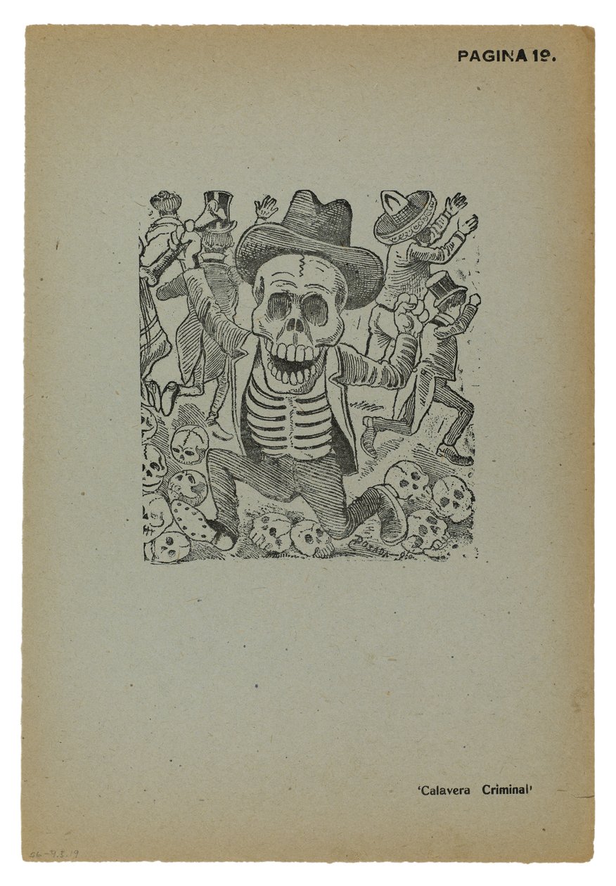 Calavera przestępca autorstwa José Guadalupe Posada