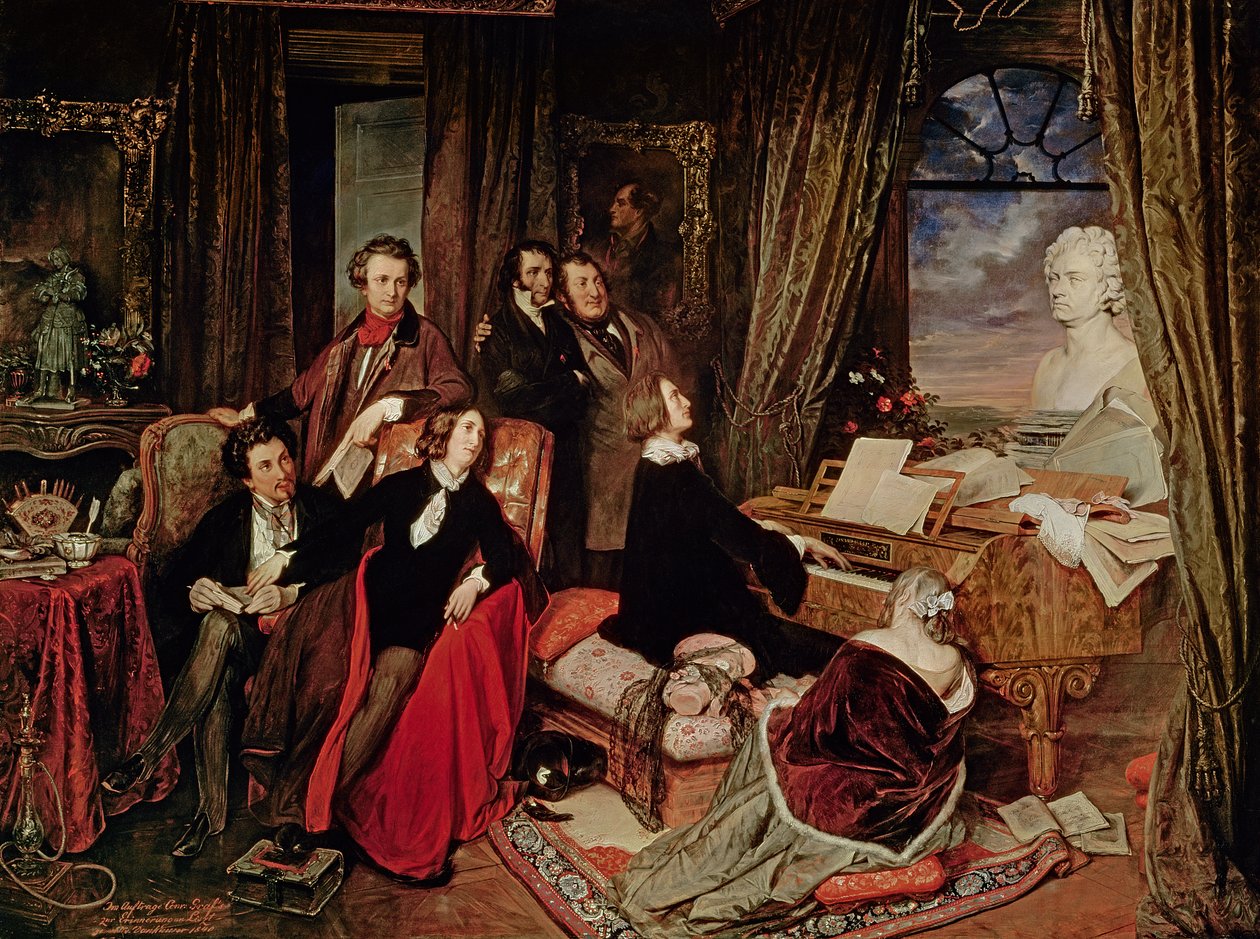 Liszt przy fortepianie, 1840 autorstwa Josef Danhauser
