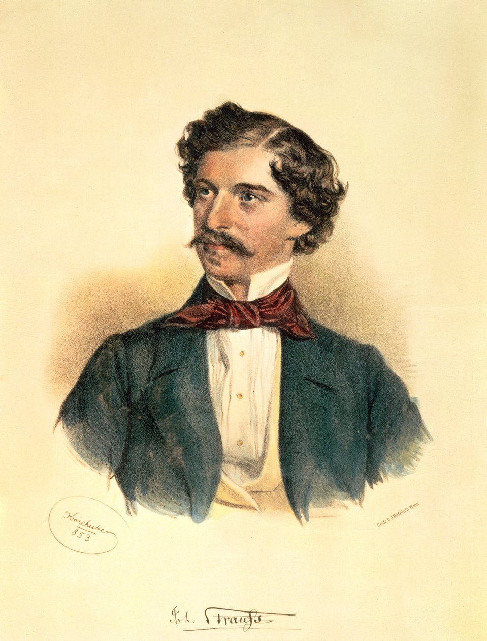 Johann Strauss Starszy (1804-49) (rysunek z wash) autorstwa Josef Nikolaus Kriehuber