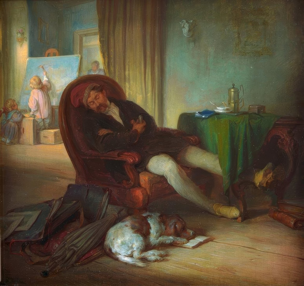Śpiący malarz autorstwa Josef Danhauser