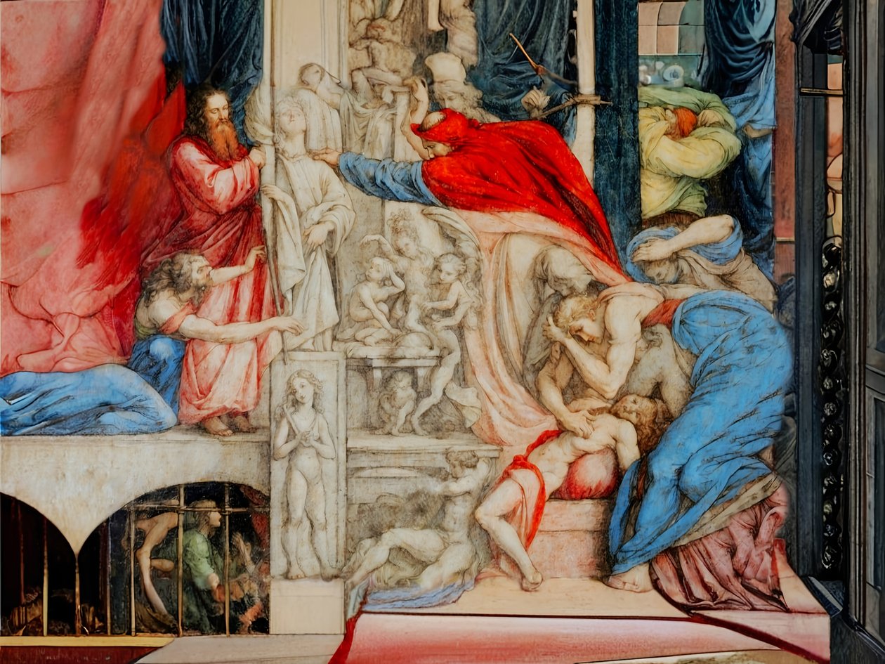 A2_Exodus_07_Pharaoh Frees Hebrews autorstwa Josef Johann Michel