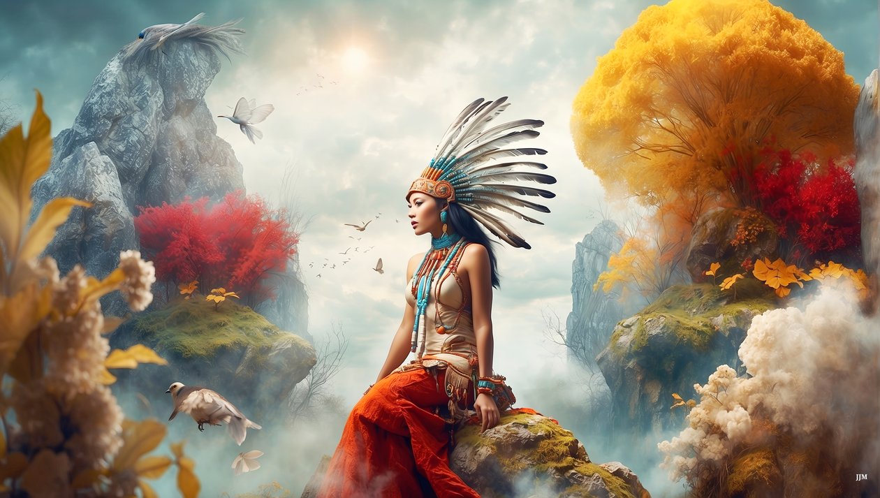 Dreamcore_dreamlike_scene-native american_01 autorstwa Josef Johann Michel