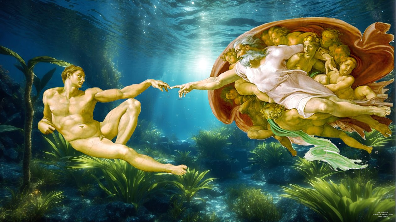 JJM-recreate_Michelangelo_The Creation of Adam_underwater_05 autorstwa Josef Johann Michel