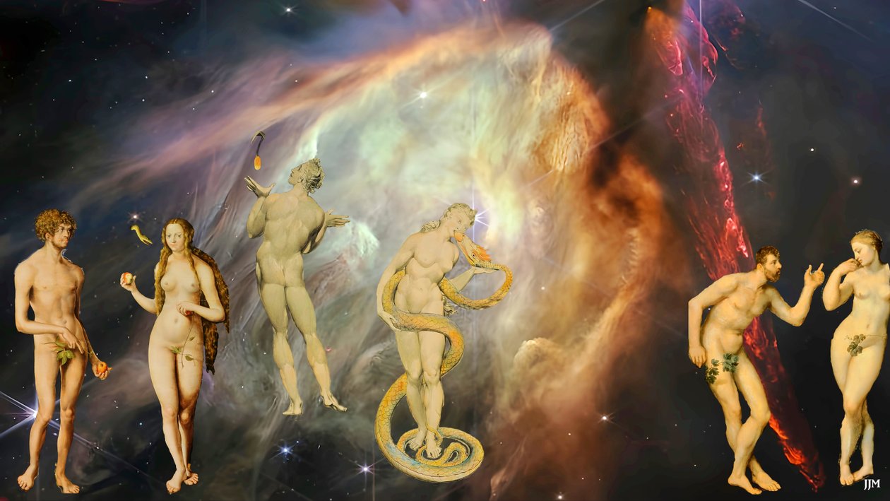 JJM-recreate: Blake-Cranach-Rubens_The Temptation+JWST autorstwa Josef Johann Michel