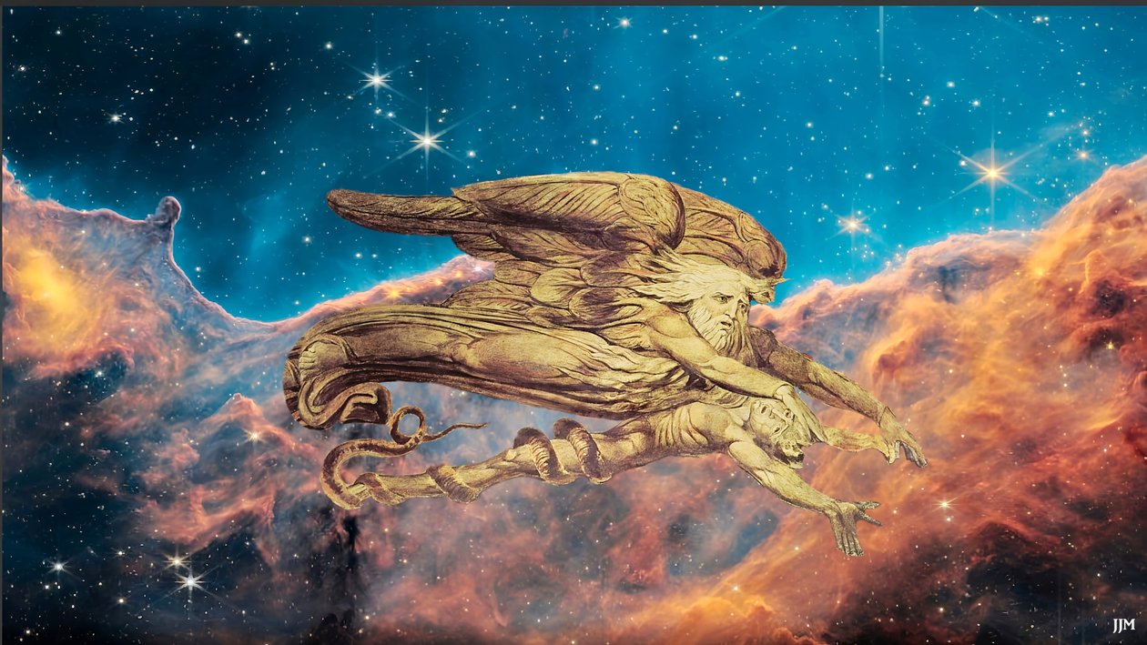JJM-recreate: Blake-W_Und Elohim schuf Adam+JWST autorstwa Josef Johann Michel