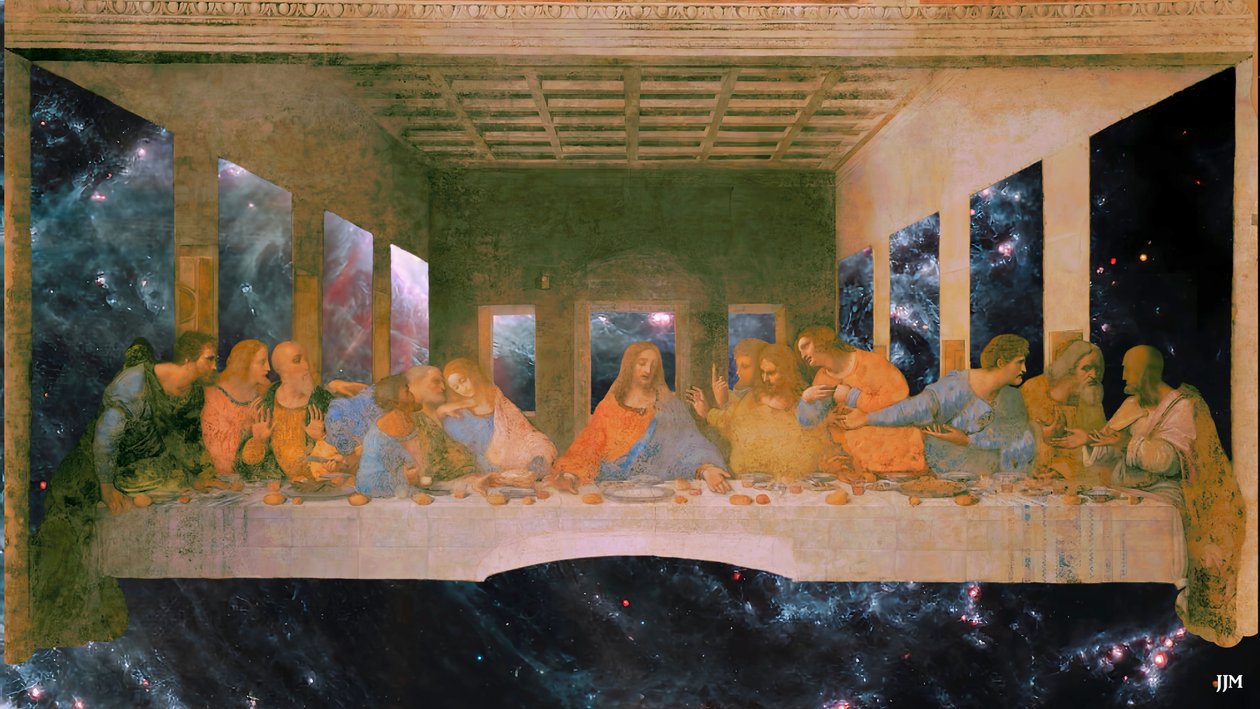 JJM-recreate: Leonardo da Vinci_Ostatnia Wieczerza+JWST autorstwa Josef Johann Michel