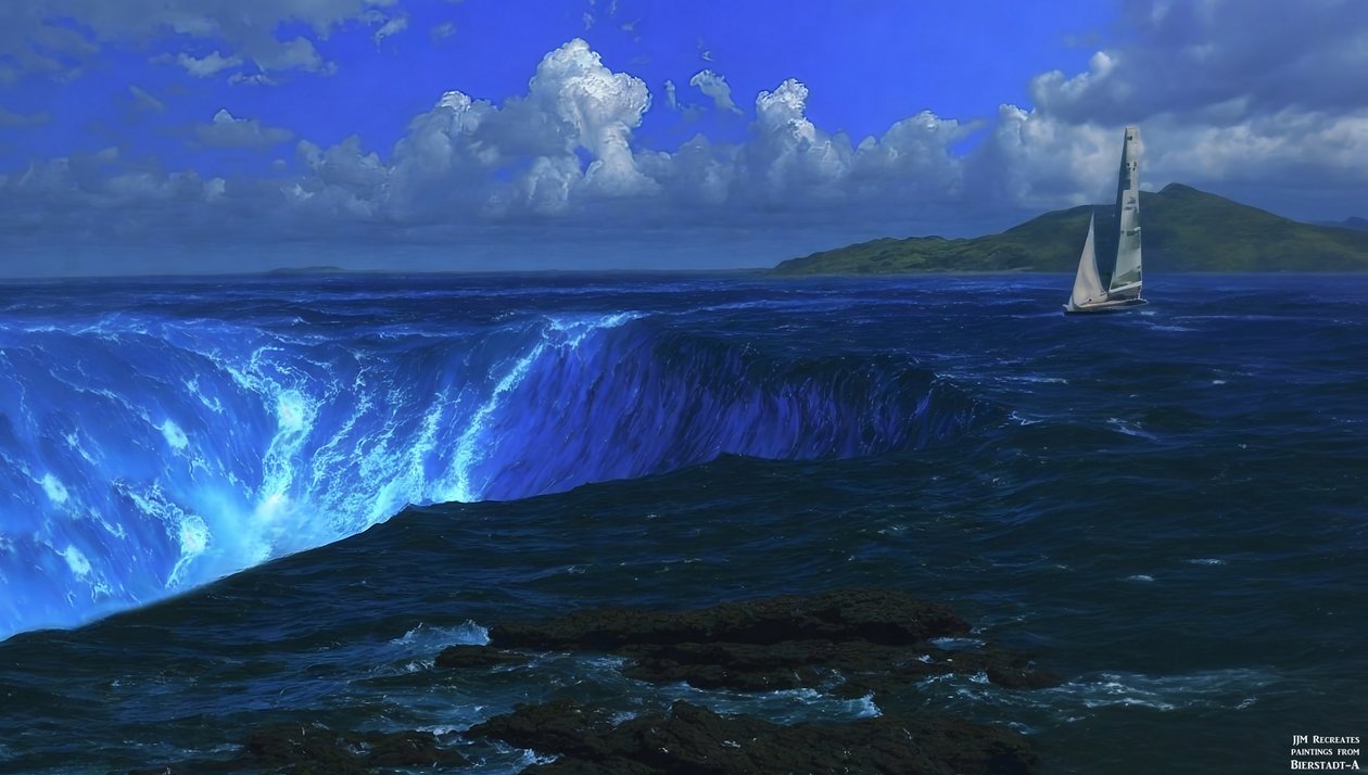 JJM odtwarza Bierstadt-A: Wodospad Niagara (z żaglowcem) autorstwa Josef Johann Michel