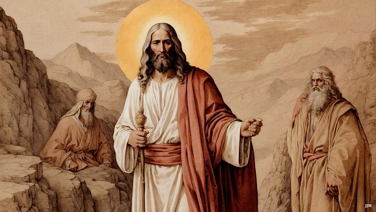 Jezus_Wyjaśnienie z Mojżeszem i Eliaszem_02 autorstwa Josef Johann Michel