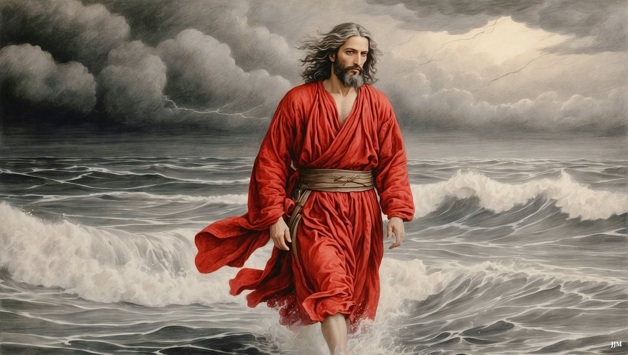 Jesus_walking_across_the_lake_03_E autorstwa Josef Johann Michel