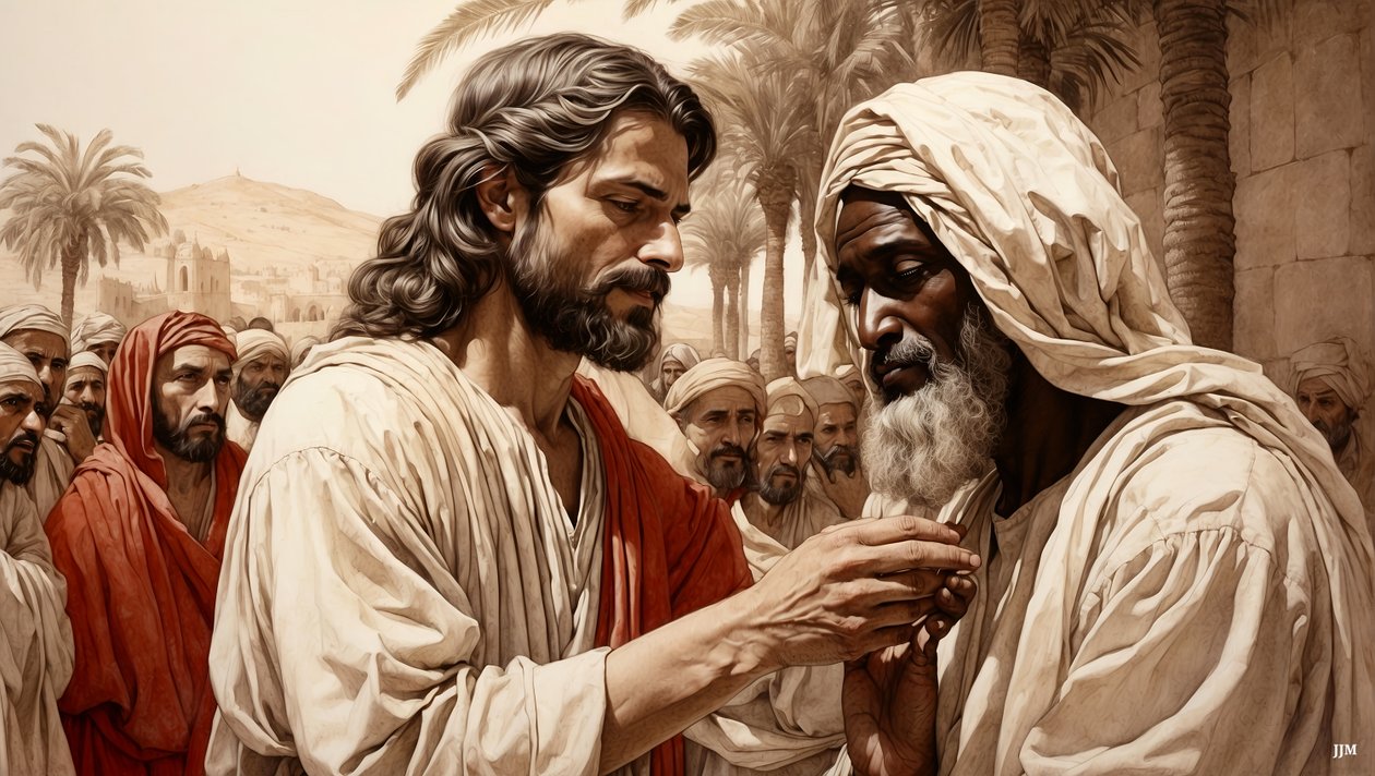 Jezus uzdrawia niewidomego żebraka_01 autorstwa Josef Johann Michel