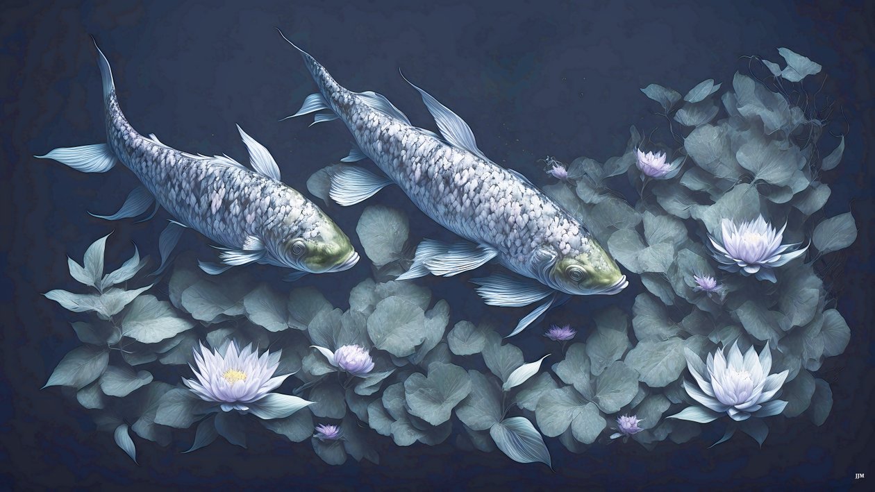 malowanie tuszem: Koi-Karpfish_amethyst_01 autorstwa Josef Johann Michel