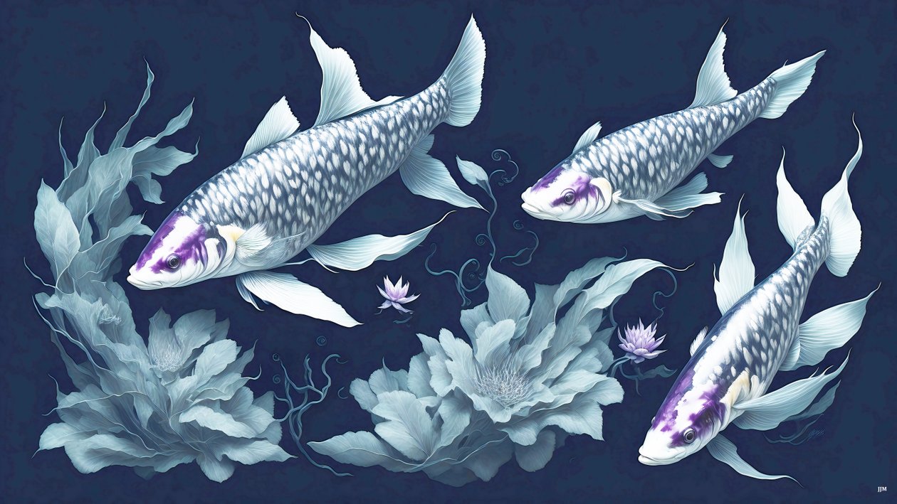 malowanie tuszem: Koi-Karpfish_amethyst_02 autorstwa Josef Johann Michel